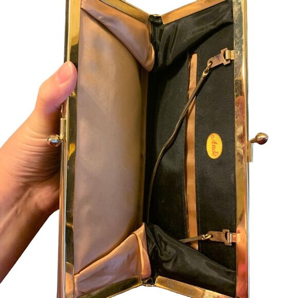 Andé Vintage Black Shiny Clutch Wristlet HandBag - Picture 6 of 10